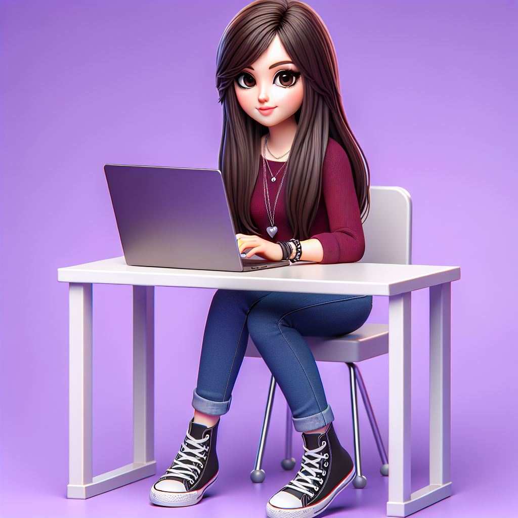 Ilustração 3D estilo cartoon representando a Joana Tavares